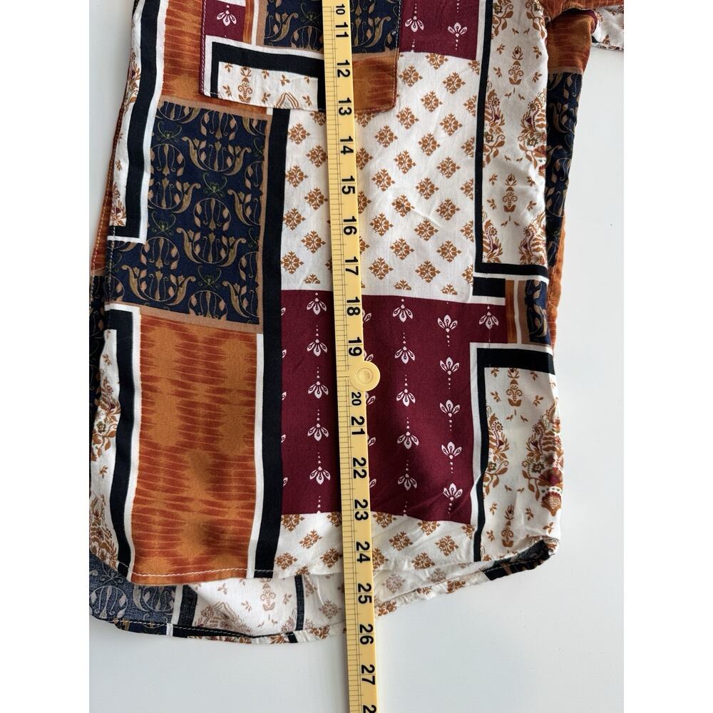 Tru Self Women's Shirt Blouse Mixed Patterns Patchwork Button Front Size XL - Picture 12 of 12